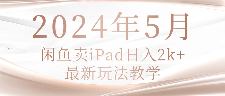 （10459期）2024年5月闲鱼卖ipad日入2k，最新玩法教学-网创电课网