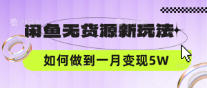 闲鱼无货源新玩法，中间商赚差价如何做到一个月变现5W-网创电课网