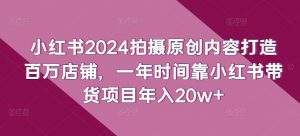 小红书2024拍摄原创内容打造百万店铺，一年时间靠小红书带货项目年入20w+-网创电课网