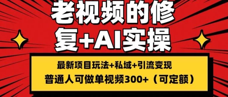 修复老视频的玩法，搬砖+引流的变现(可持久)，单条收益300+【揭秘】-网创电课网