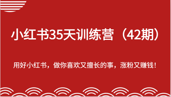 小红书35天训练营(42期)-用好小红书,做你喜欢又擅长的事,涨粉又赚钱!-网创电课网