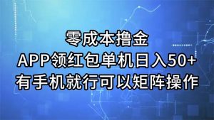 (11545期)零成本撸金,APP领红包,单机日入50+,有手机就行,可以矩阵操作-网创电课网