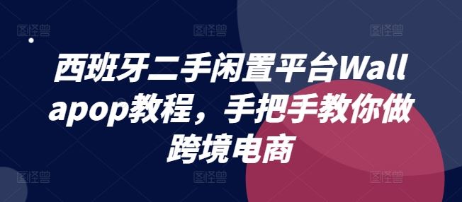 西班牙二手闲置平台Wallapop教程，手把手教你做跨境电商-网创电课网