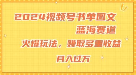 2024视频号书单图文蓝海赛道,火爆玩法,赚取多重收益,小白轻松上手,月入上万【揭秘】-网创电课网