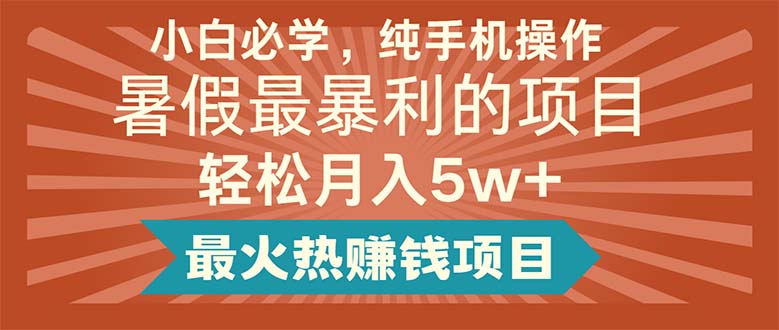 （11583期）小白必学，纯手机操作，暑假最暴利的项目轻松月入5w+最火热赚钱项目-网创电课网