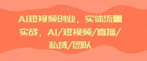 AI短视频创业，实体流量实战，AI/短视频/直播/私域/团队-网创电课网