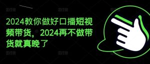 2024教你做好口播短视频带货，2024再不做带货就真晚了-网创电课网