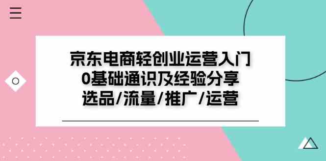 京东电商轻创业运营入门0基础通识及经验分享：选品/流量/推广/运营-网创电课网