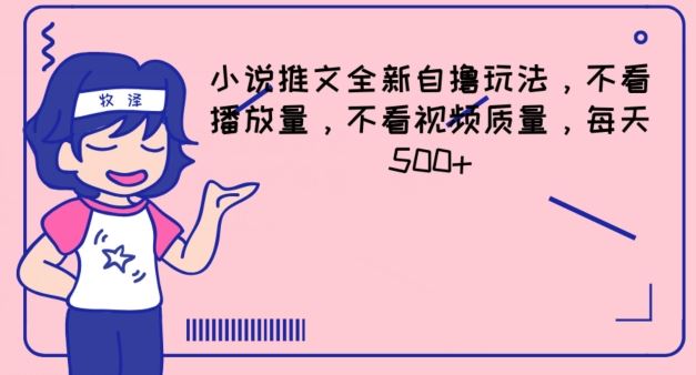 小说推文全新自撸玩法,不看播放量,不看视频质量,每天500+【揭秘】-网创电课网