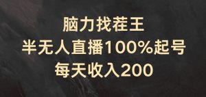 脑力找茬王，半无人直播100%起号，每天收入200+【揭秘】-网创电课网