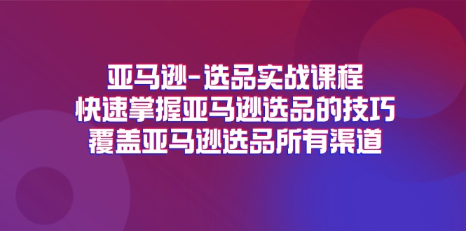 （11620期）亚马逊-选品实战课程，快速掌握亚马逊选品的技巧，覆盖亚马逊选品所有渠道-网创电课网
