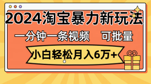 （11699期）一分钟一条视频，小白轻松月入6万+，2024淘宝暴力新玩法，可批量放大收益-网创电课网