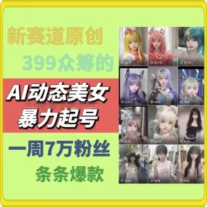 AI动态美女暴力起号，新赛道原创作品，条条爆款，一周7万粉丝-网创电课网
