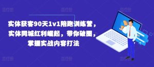 实体获客90天1v1陪跑训练营，实体同城红利崛起，带你破圈，掌握实战内容打法-网创电课网