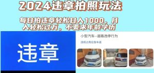 （11743期）2024违章拍照新玩法，推广躺赚+拍照赚钱双模式，日入1000+-网创电课网