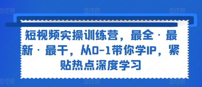 短视频实操训练营,最全·最新·最干,从0-1带你学IP,紧贴热点深度学习-网创电课网