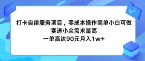 打卡自律服务项目，零成本操作简单小白可做，赛道小众需求量高，一单高达90元月入1w+-网创电课网