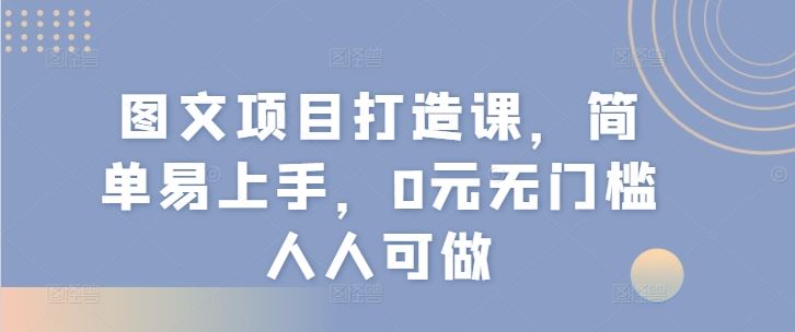 图文项目打造课，简单易上手，0元无门槛人人可做-网创电课网