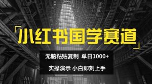 小红书国学赛道，无脑粘贴复制，单日1K，实操演示，小白即刻上手【揭秘】-网创电课网