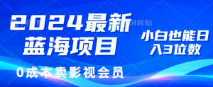 （11894期）2024最新蓝海项目，0成本卖影视会员，小白也能日入3位数-网创电课网