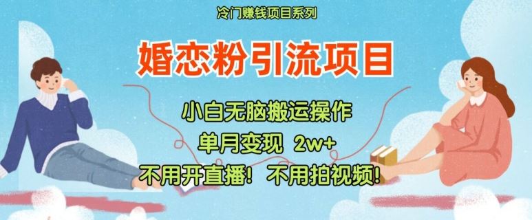 小红书婚恋粉引流,不用开直播,不用拍视频,不用做交付【揭秘】-网创电课网