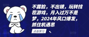 不露脸，不出镜，玩转找茬游戏，月入过万不是梦，2024年风口爆发，抓住机遇【揭秘】-网创电课网