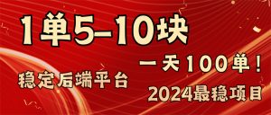 （11915期）2024最稳赚钱项目，一单5-10元，一天100单，轻松月入2w+-网创电课网