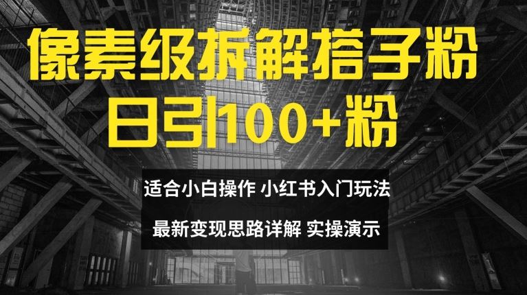 像素级拆解搭子粉，日引100+，小白看完可上手，最新变现思路详解【揭秘】-网创电课网