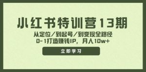 (11963期)小红书特训营13期,从定位/到起号/到变现全路径,0-1打造赚钱IP,月入10w+-网创电课网