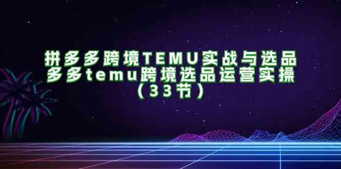 拼多多跨境TEMU实战与选品，多多temu跨境选品运营实操（33节）-网创电课网