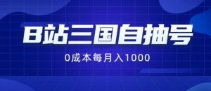 B站三国自抽号项目，0成本纯手动，每月稳赚1000【揭秘】-网创电课网