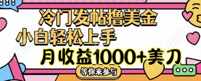 冷门发帖撸美金项目，月收益1000+美金，简单无脑，干就完了【揭秘】-网创电课网