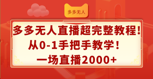 （12008期）多多无人直播超完整教程!从0-1手把手教学！一场直播2000+-网创电课网