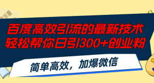 （12064期）百度高效引流的最新技术,轻松帮你日引300+创业粉,简单高效，加爆微信-网创电课网