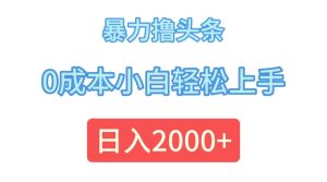 （12068期）暴力撸头条，0成本小白轻松上手，日入2000+-网创电课网