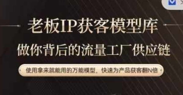 老板IP流量供应链,动作越少,账号越好,使用拿来就能用的万能模型,快速为产品获客翻N倍-网创电课网