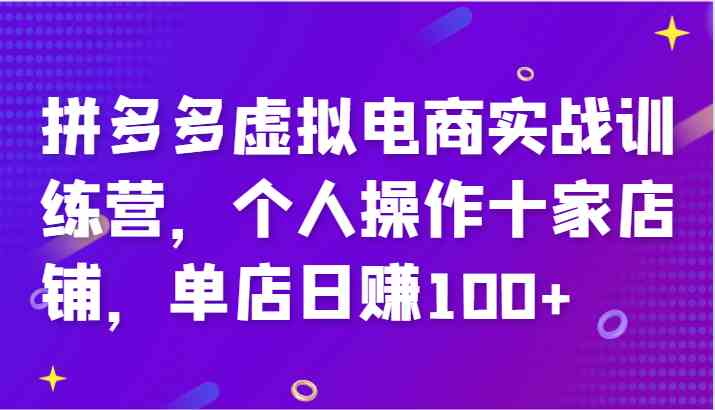 拼多多虚拟电商实战训练营,个人操作十家店铺,单店日赚100+-网创电课网