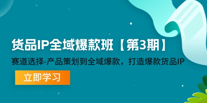 货品IP全域爆款班【第3期】赛道选择、产品策划到全域爆款,打造爆款货品IP-网创电课网