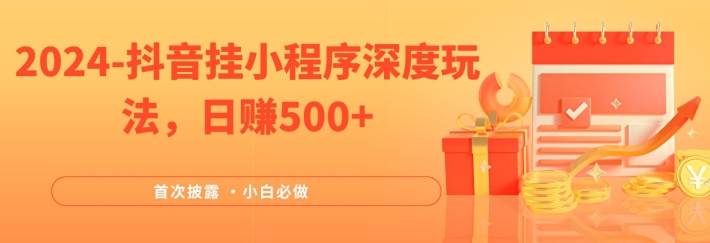 2024全网首次披露,抖音挂小程序深度玩法,日赚500+,简单、稳定,带渠道收入,小白必做-网创电课网