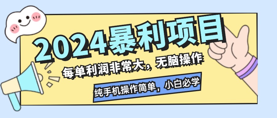 （12130期）2024暴利项目，每单利润非常大，无脑操作，纯手机操作简单，小白必学项目-网创电课网