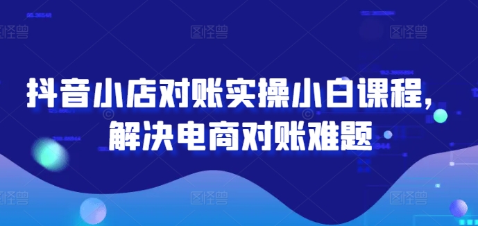 抖音小店对账实操小白课程,解决电商对账难题-网创电课网