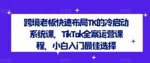 跨境老板快速布局TK的冷启动系统课，TikTok全案运营课程，小白入门最佳选择-网创电课网