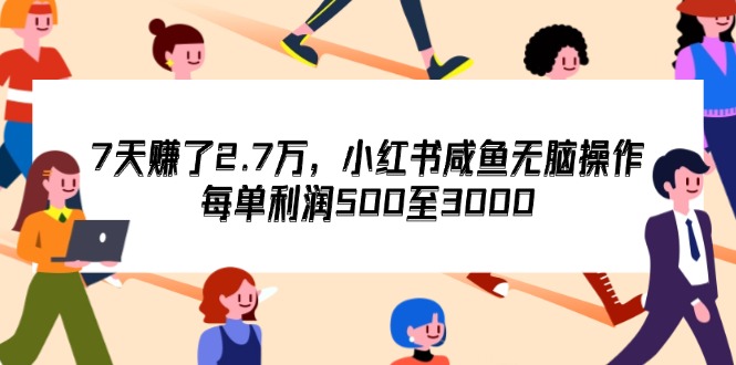 （12192期）7天收了2.7万，小红书咸鱼无脑操作，每单利润500至3000-网创电课网