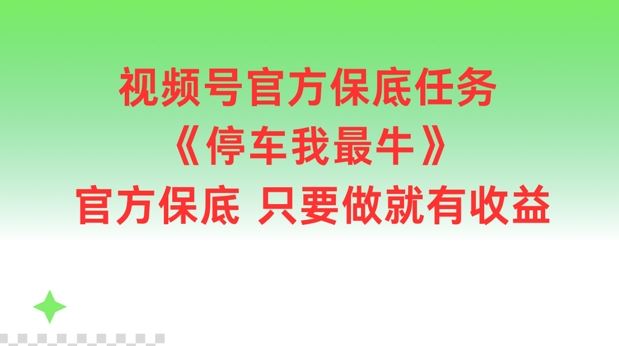 视频号官方保底任务，停车我最牛，官方保底只要做就有收益【揭秘】-网创电课网