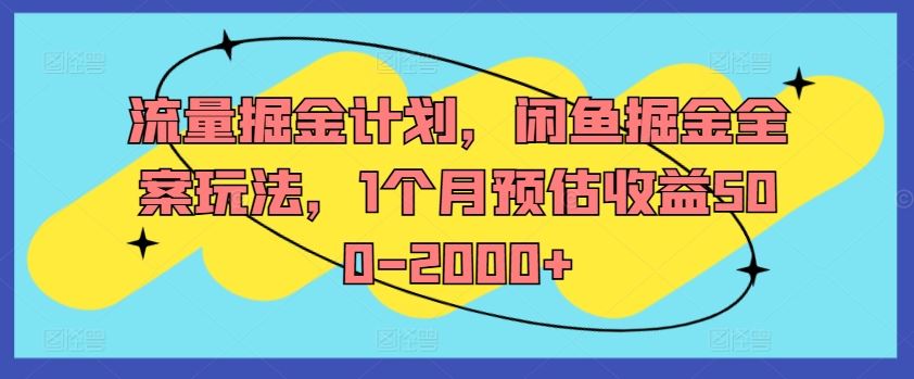 流量掘金计划，闲鱼掘金全案玩法，1个月预估收益500-2000+-网创电课网