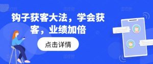 钩子获客大法，学会获客，业绩加倍-网创电课网