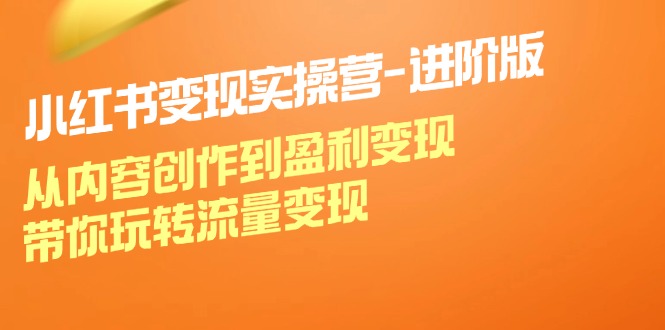 小红书变现实操营进阶版：从内容创作到盈利变现，带你玩转流量变现-网创电课网