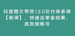 抖音图文带货13.0交付体系课【新课】，快速出单拿结果，高效做账号-网创电课网