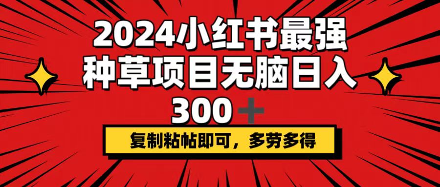 （12336期）2024小红书最强种草项目，无脑日入300+，复制粘帖即可，多劳多得-网创电课网