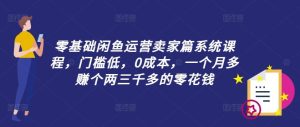零基础闲鱼运营卖家篇系统课程，门槛低，0成本，一个月多赚个两三千多的零花钱-网创电课网